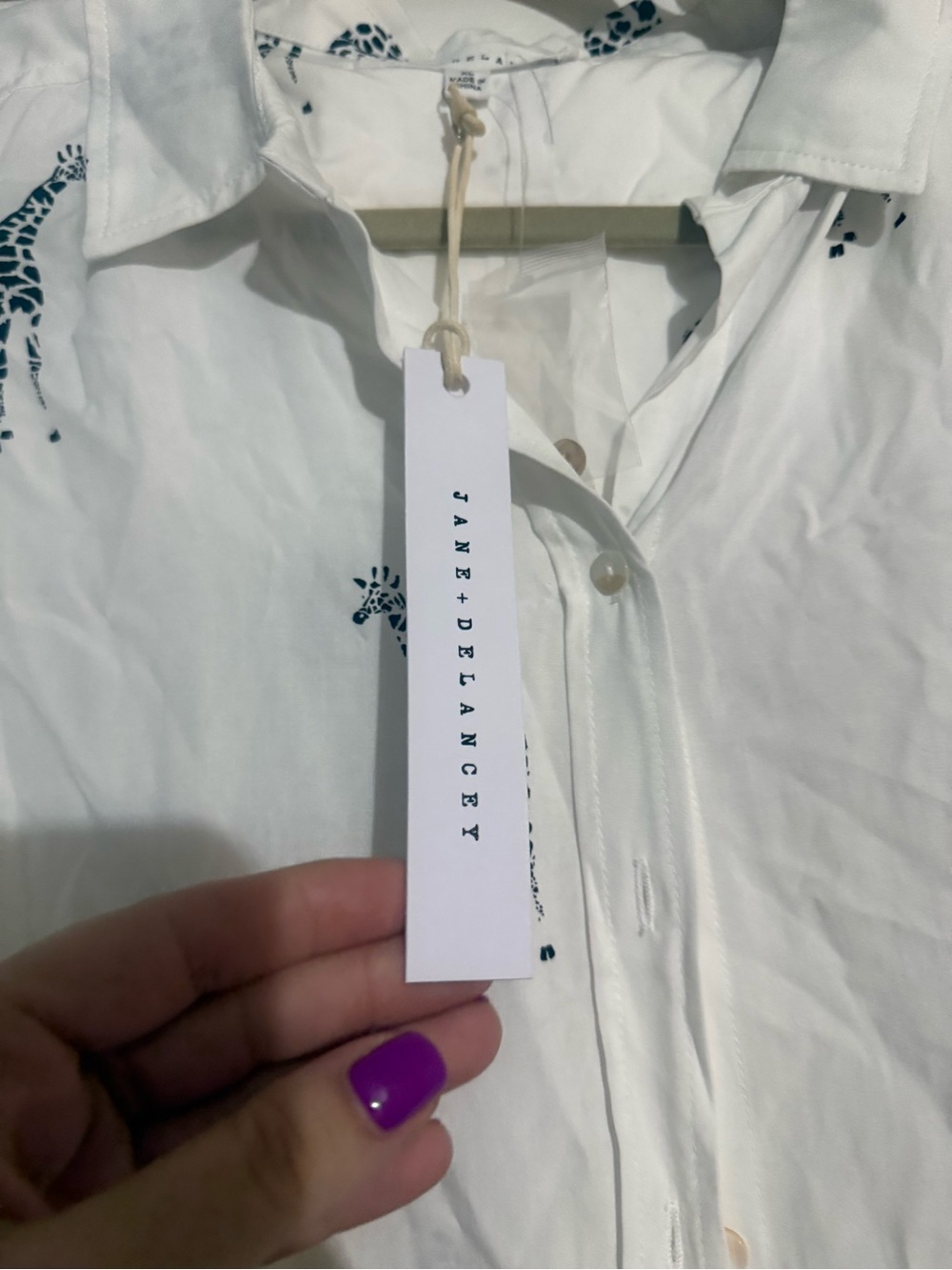 Zebra Print Button-Down Shirt - White with Black Zebras NWT - Picture 3 of 5